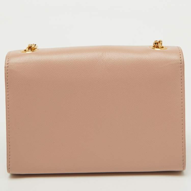 Pre Owned Saint Laurent Poudre Beige Grain Leather Small Kate Shoulder Bag