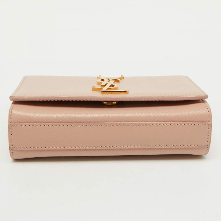 Pre Owned Saint Laurent Poudre Beige Grain Leather Small Kate Shoulder Bag