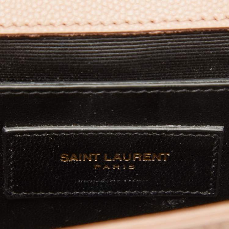 Pre Owned Saint Laurent Poudre Beige Grain Leather Small Kate Shoulder Bag