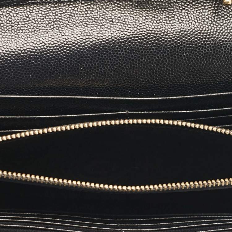 Pre Owned Saint Laurent Black Matelassé Leather Cassandre Envelope Chain Clutch