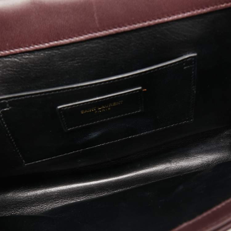 Pre Owned Saint Laurent Burgundy Matelassé Leather Medium Cassandre Flap Bag