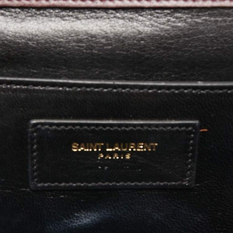 Pre Owned Saint Laurent Burgundy Matelassé Leather Medium Cassandre Flap Bag