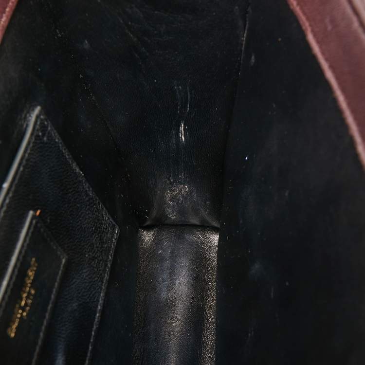 Pre Owned Saint Laurent Burgundy Matelassé Leather Medium Cassandre Flap Bag