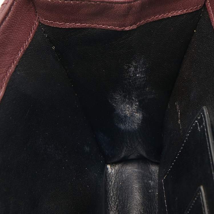 Pre Owned Saint Laurent Burgundy Matelassé Leather Medium Cassandre Flap Bag