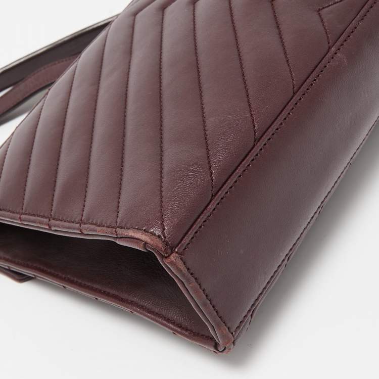 Pre Owned Saint Laurent Burgundy Matelassé Leather Medium Cassandre Flap Bag