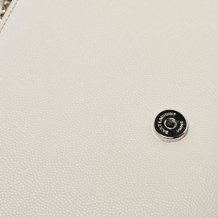 Pre Owned Saint Laurent Off White Leather Medium Kate Shoulder Bag