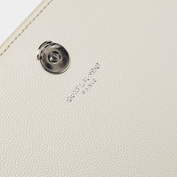 Pre Owned Saint Laurent Off White Leather Medium Kate Shoulder Bag