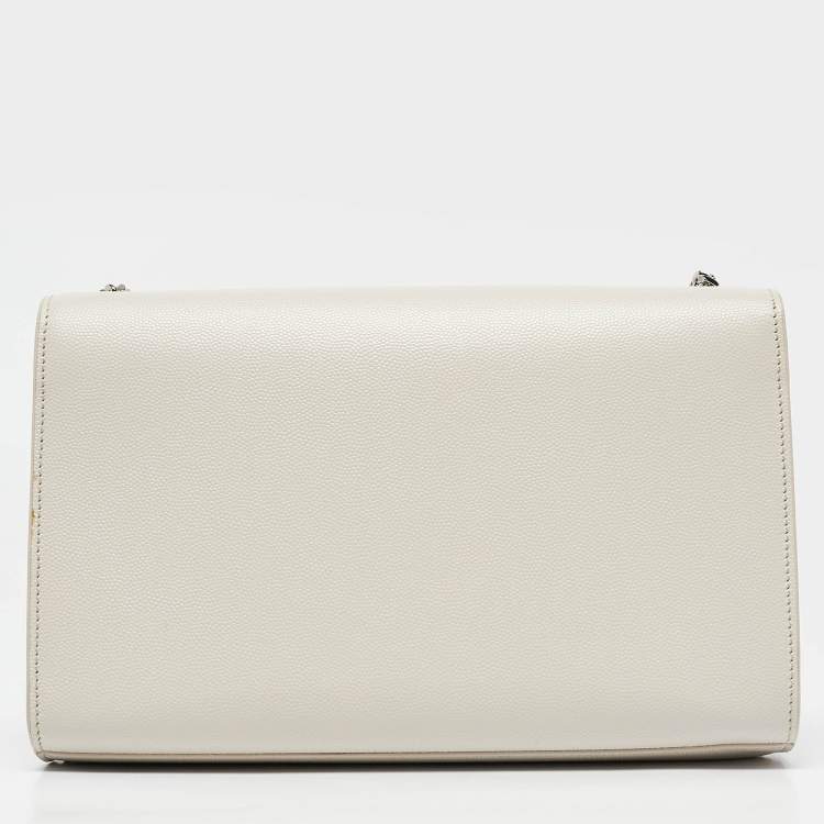 Pre Owned Saint Laurent Off White Leather Medium Kate Shoulder Bag