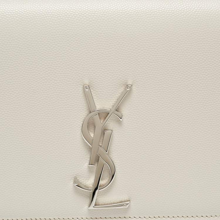 Pre Owned Saint Laurent Off White Leather Medium Kate Shoulder Bag
