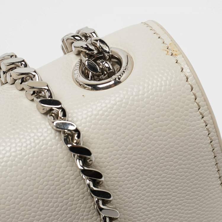 Pre Owned Saint Laurent Off White Leather Medium Kate Shoulder Bag