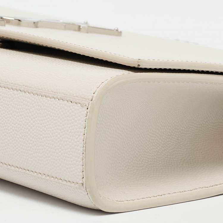 Pre Owned Saint Laurent Off White Leather Medium Kate Shoulder Bag