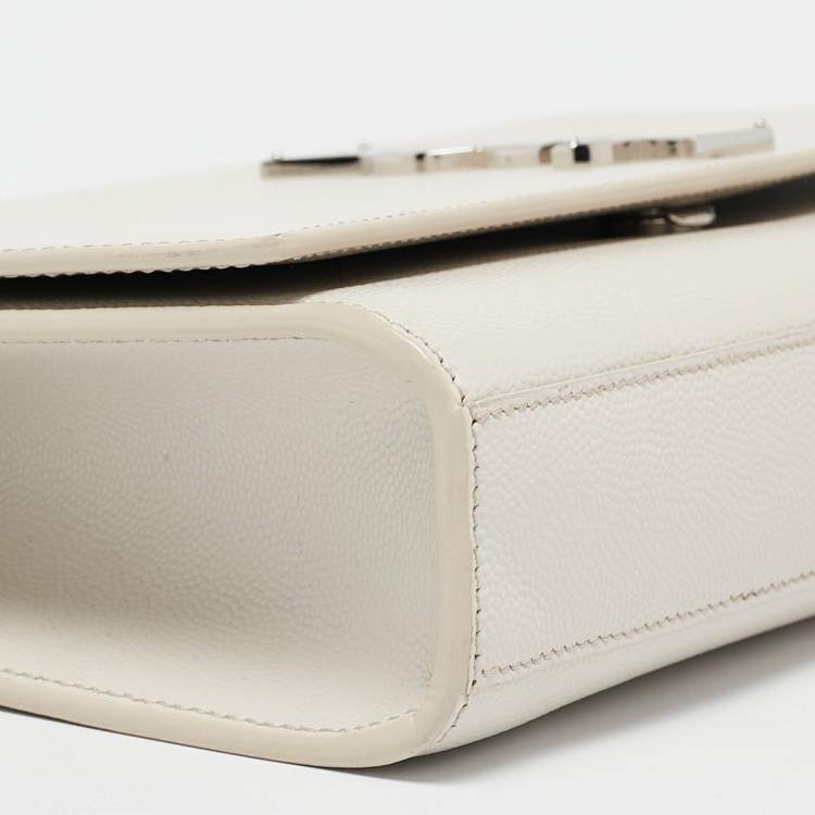 Pre Owned Saint Laurent Off White Leather Medium Kate Shoulder Bag