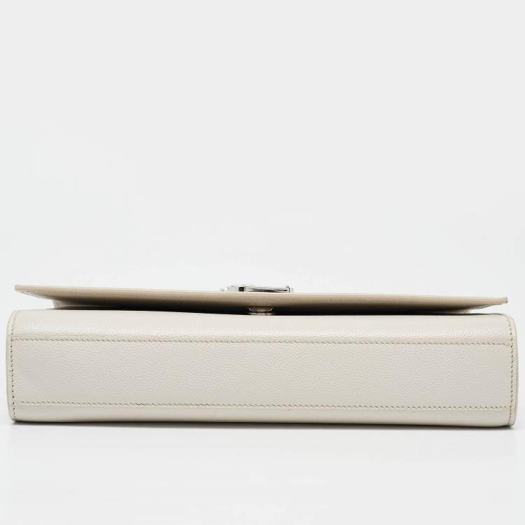 Pre Owned Saint Laurent Off White Leather Medium Kate Shoulder Bag