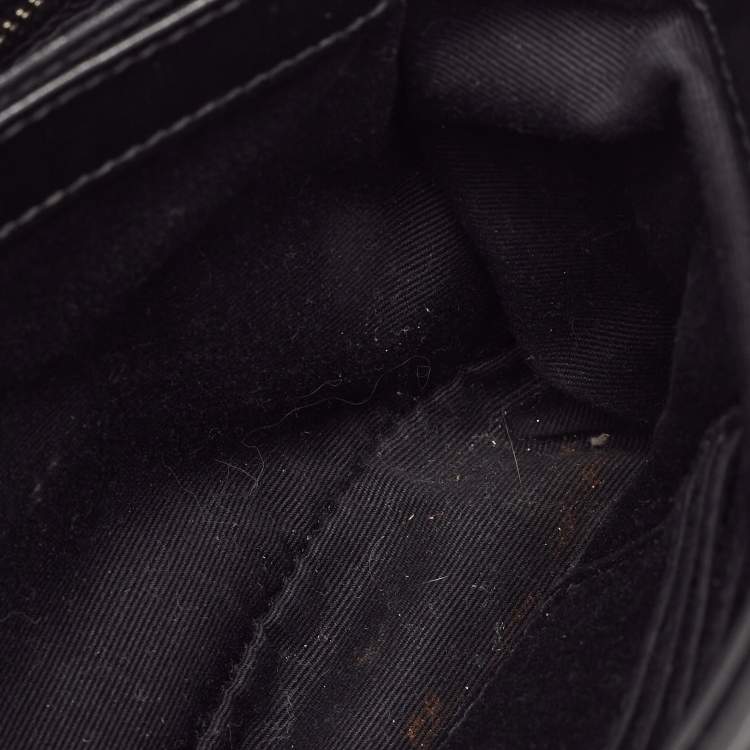 Pre Owned Saint Laurent Black Matelassé Leather Mini Loulou Shoulder Bag