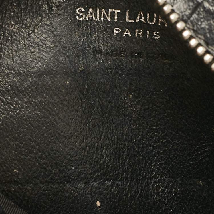 Pre Owned Saint Laurent Black Croc Embossed Leather Blogger Crossbody Bag