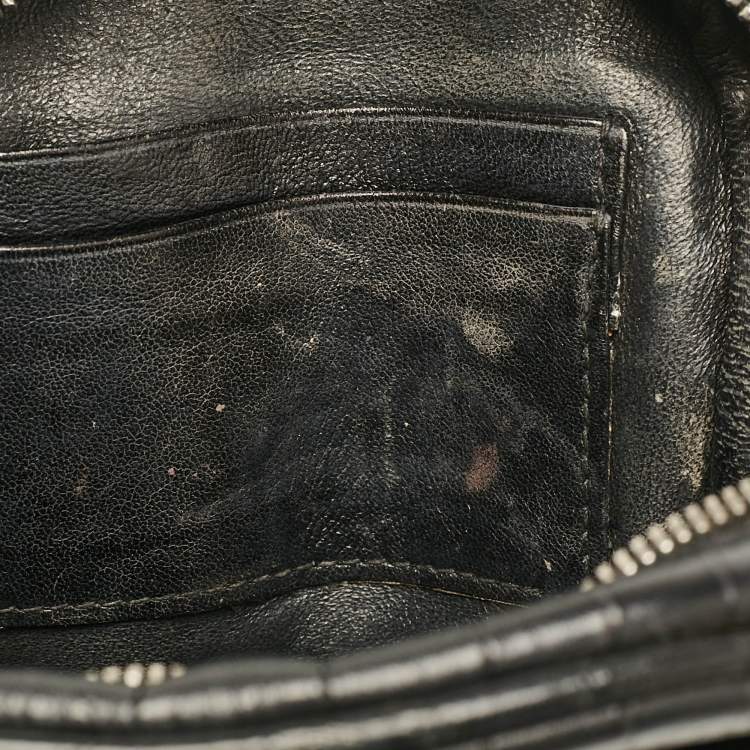 Pre Owned Saint Laurent Black Croc Embossed Leather Blogger Crossbody Bag