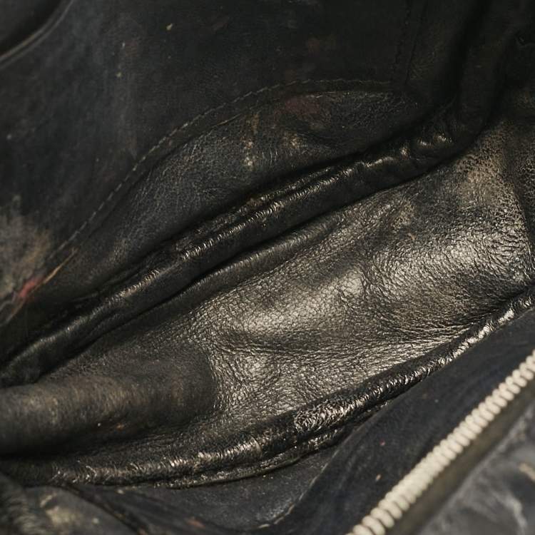 Pre Owned Saint Laurent Black Croc Embossed Leather Blogger Crossbody Bag