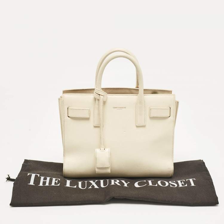 Pre Owned Saint Laurent Cream Leather Nano Classic Sac De Jour Tote