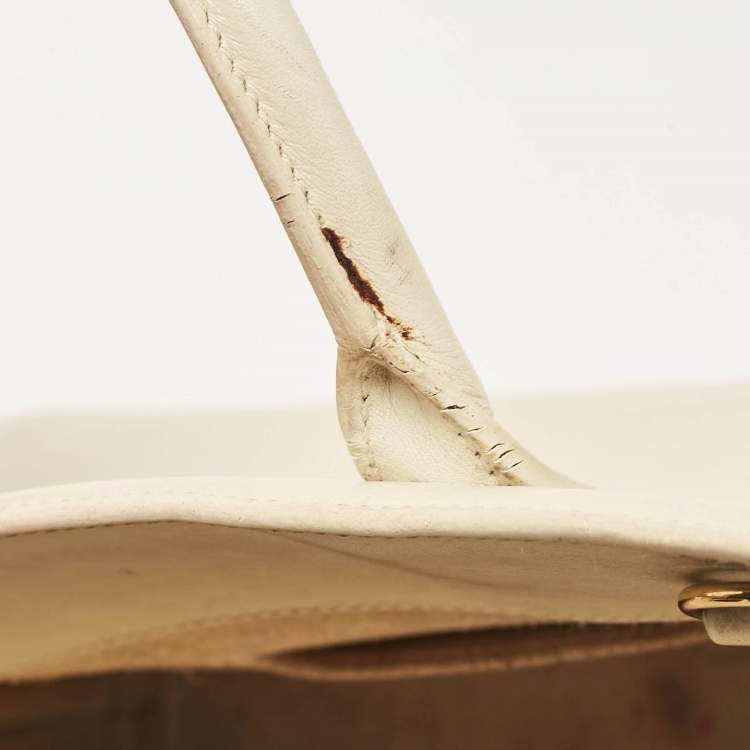 Pre Owned Saint Laurent Cream Leather Nano Classic Sac De Jour Tote