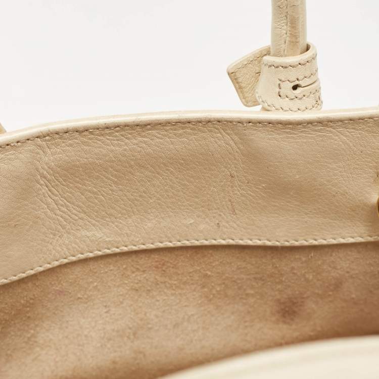 Pre Owned Saint Laurent Cream Leather Nano Classic Sac De Jour Tote