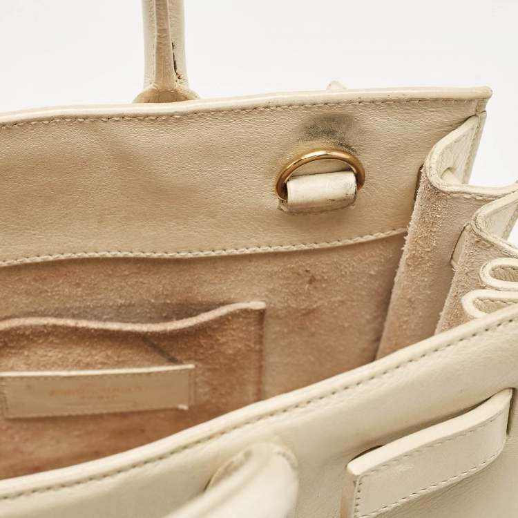 Pre Owned Saint Laurent Cream Leather Nano Classic Sac De Jour Tote