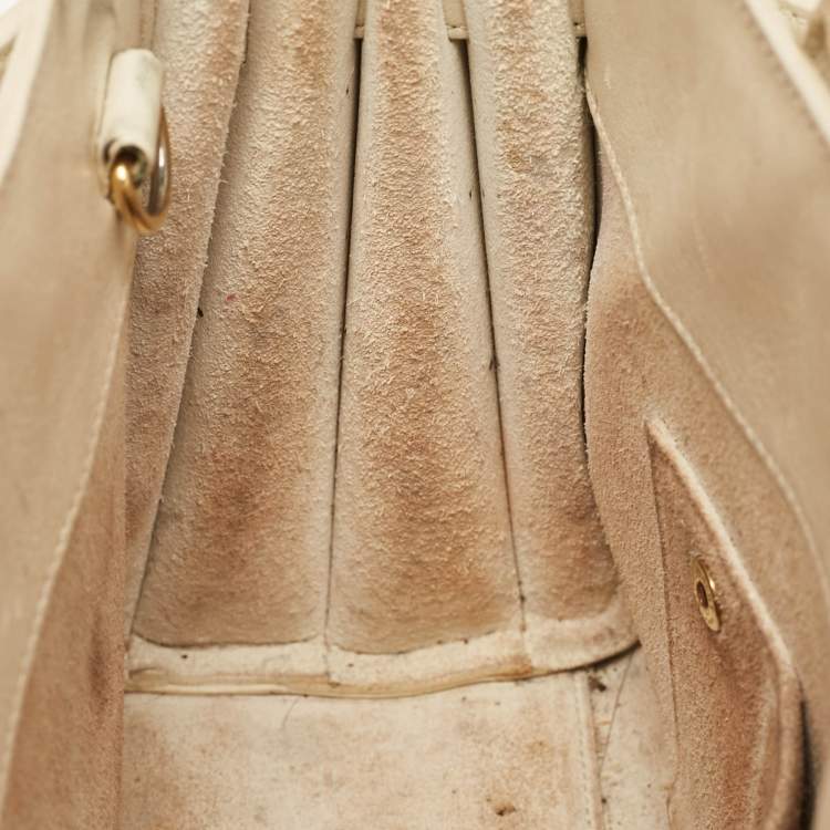Pre Owned Saint Laurent Cream Leather Nano Classic Sac De Jour Tote