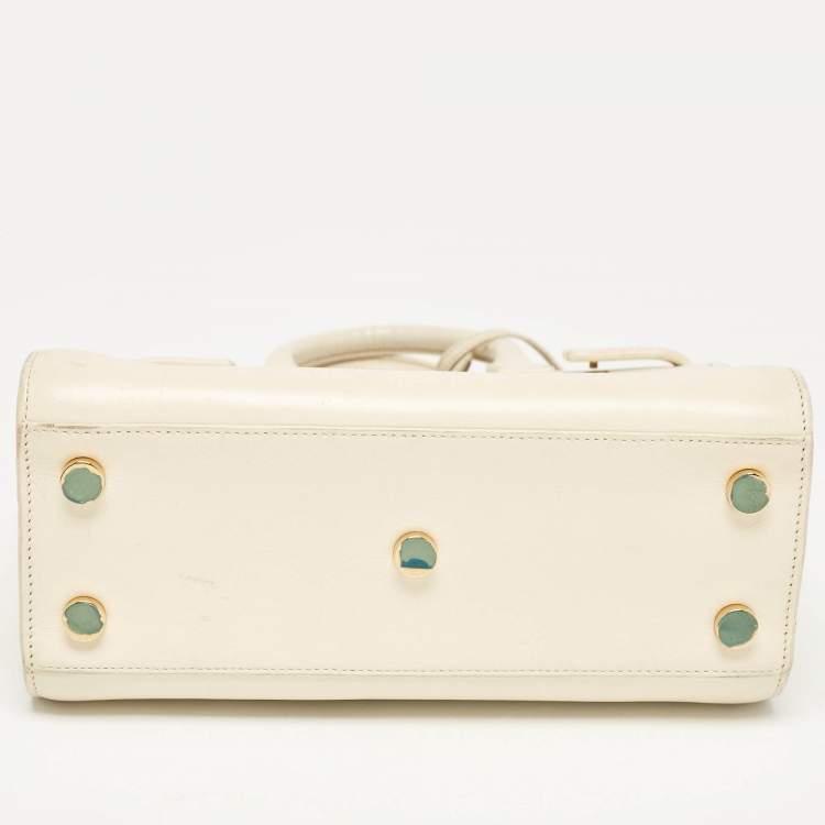Pre Owned Saint Laurent Cream Leather Nano Classic Sac De Jour Tote