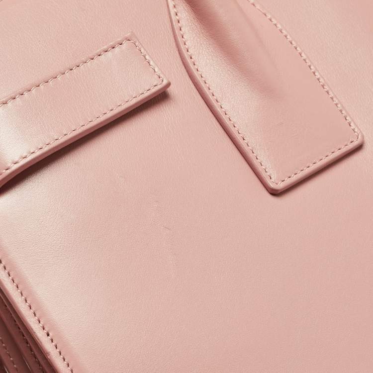 Pre Owned Saint Laurent Dusty Pink Leather Small Classic Sac De Jour Tote