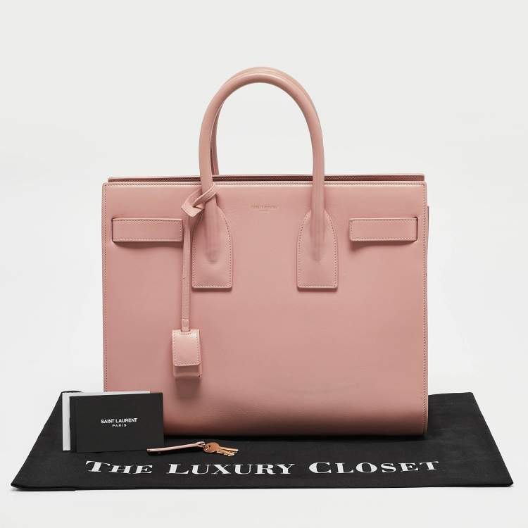 Pre Owned Saint Laurent Dusty Pink Leather Small Classic Sac De Jour Tote