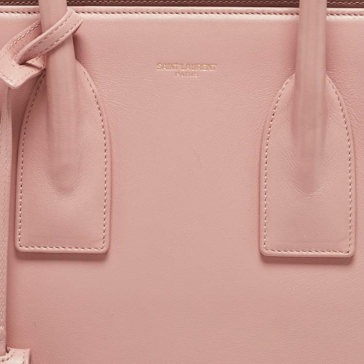 Pre Owned Saint Laurent Dusty Pink Leather Small Classic Sac De Jour Tote