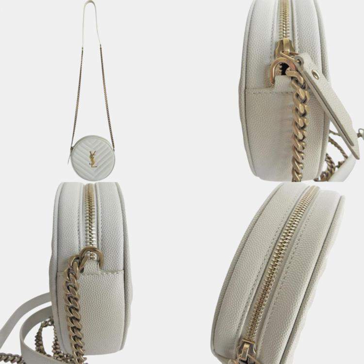 Pre Owned Saint Laurent Ivory Leather Shoulder Bag