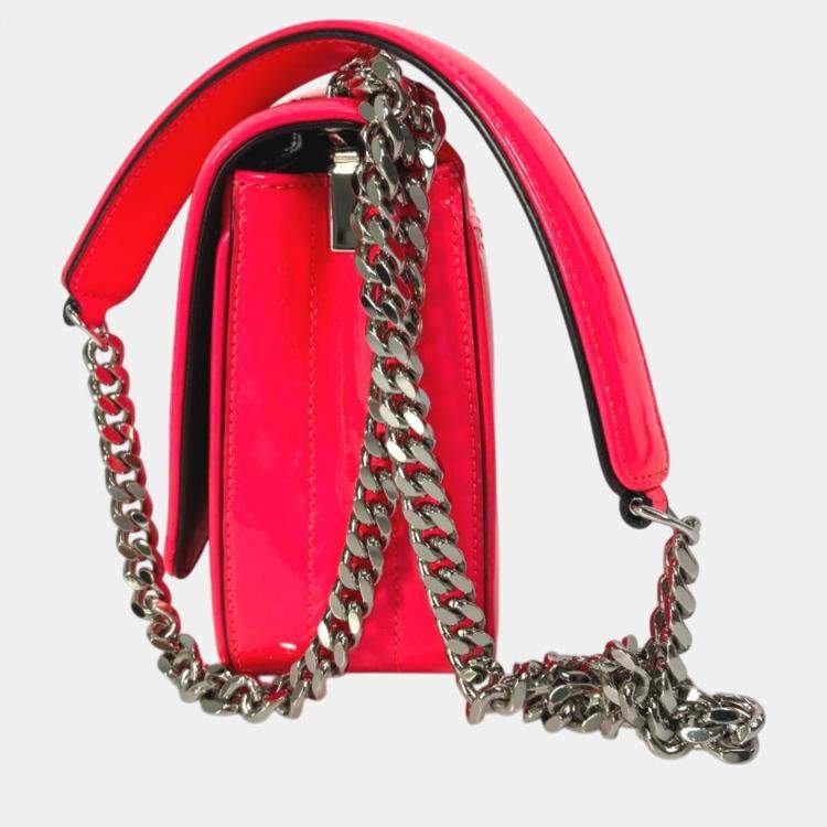 Pre Owned Saint Laurent Pink Leather Chain Crossbody Bag