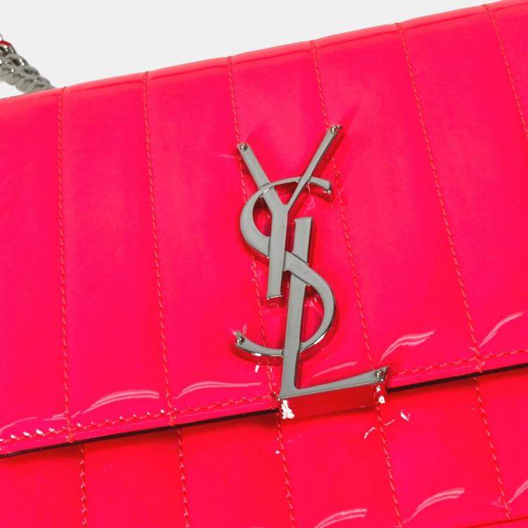 Pre Owned Saint Laurent Pink Leather Chain Crossbody Bag