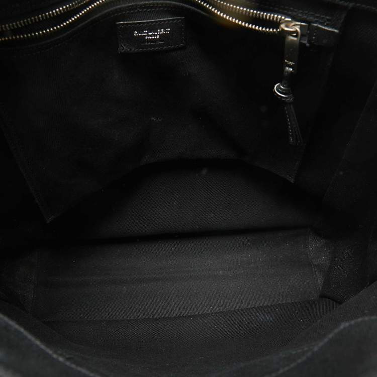Pre Owned Saint Laurent Black Fabric Rive Gauche Vertical Tote
