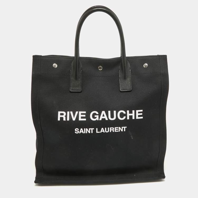 Pre Owned Saint Laurent Black Fabric Rive Gauche Vertical Tote