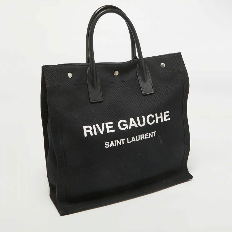 Pre Owned Saint Laurent Black Fabric Rive Gauche Vertical Tote