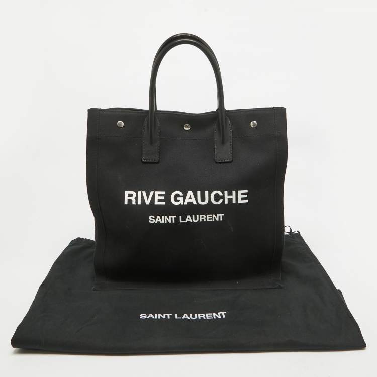 Pre Owned Saint Laurent Black Fabric Rive Gauche Vertical Tote