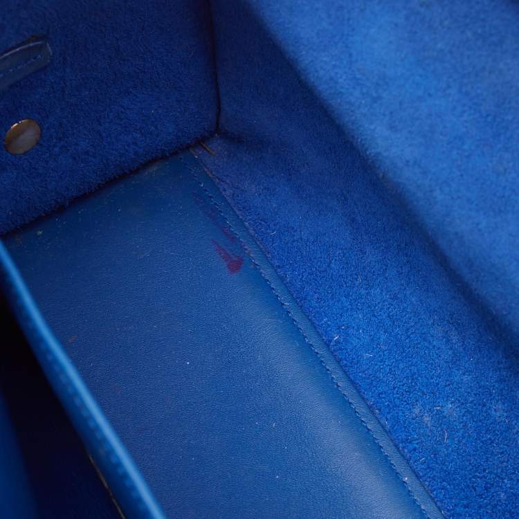 Pre Owned Saint Laurent Blue Leather Baby Monogram Cabas Bag