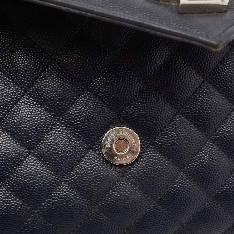 مملوكة مسبقًا Saint Laurent Navy Blue Mix Matelassé Leather Medium Envelope Chain Shoulder Bag