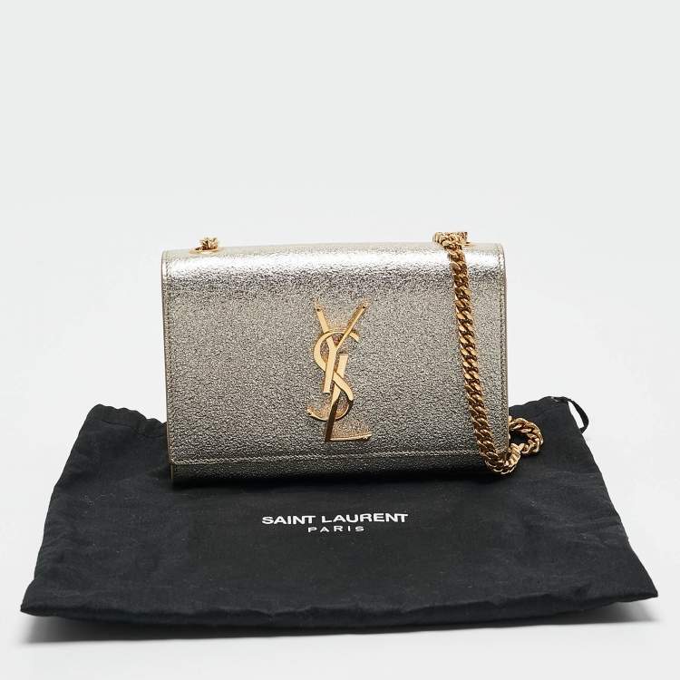 Pre Owned Saint Laurent  Light Gold Leather Small Monogram Kate Shoulder Bag