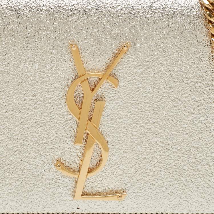 Pre Owned Saint Laurent  Light Gold Leather Small Monogram Kate Shoulder Bag