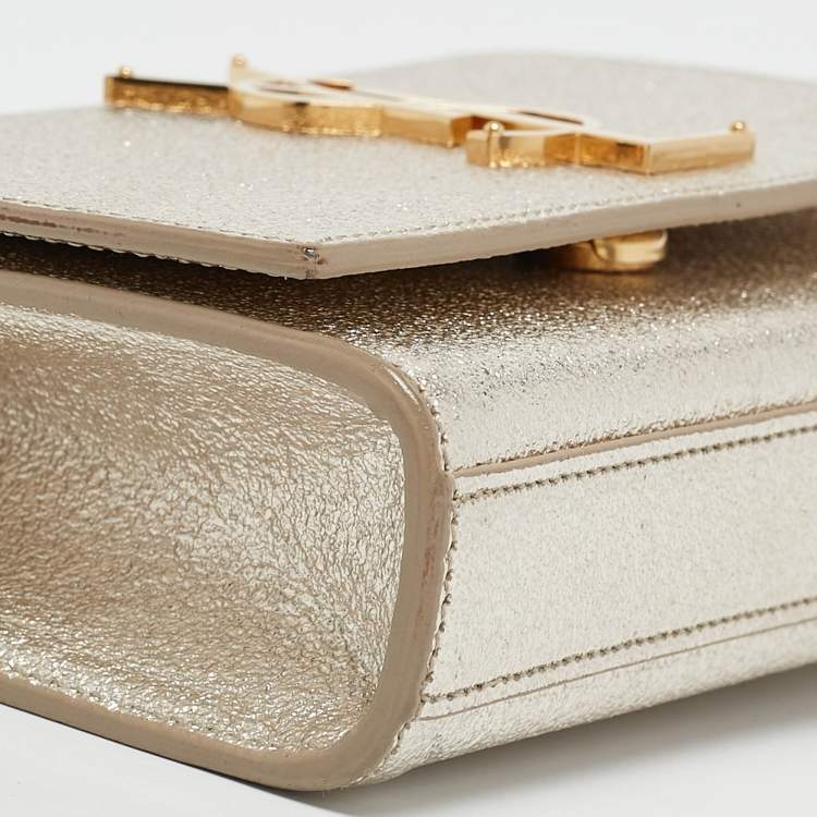 Pre Owned Saint Laurent  Light Gold Leather Small Monogram Kate Shoulder Bag