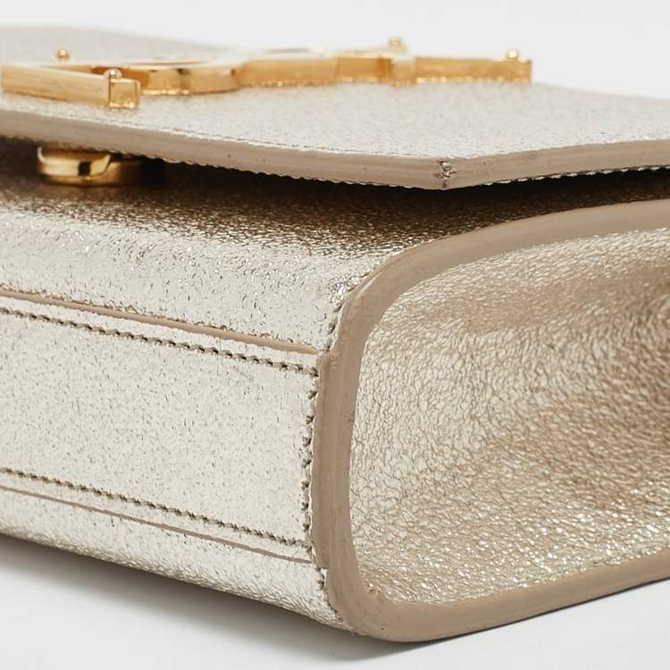 Pre Owned Saint Laurent  Light Gold Leather Small Monogram Kate Shoulder Bag