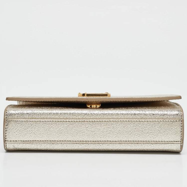 Pre Owned Saint Laurent  Light Gold Leather Small Monogram Kate Shoulder Bag