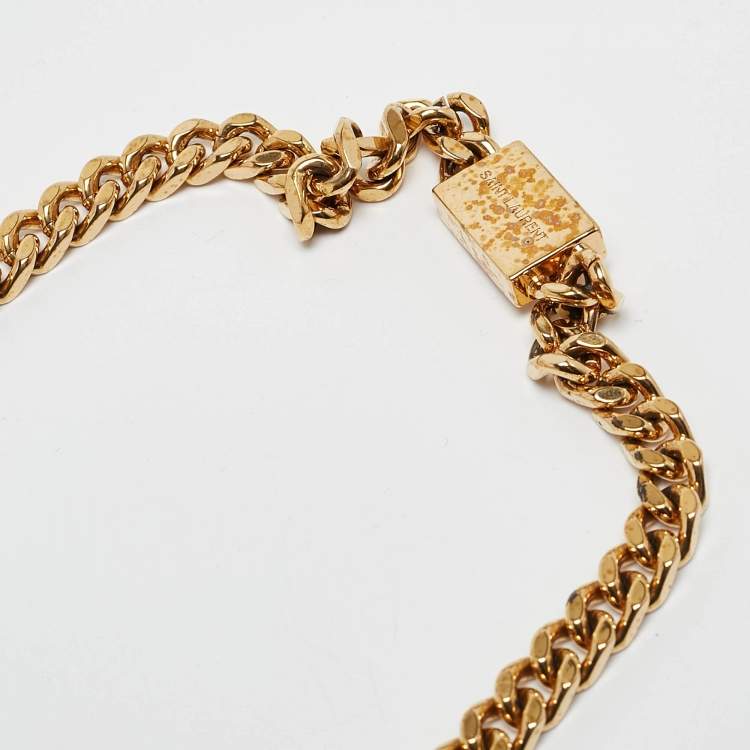 Pre Owned Saint Laurent  Light Gold Leather Small Monogram Kate Shoulder Bag