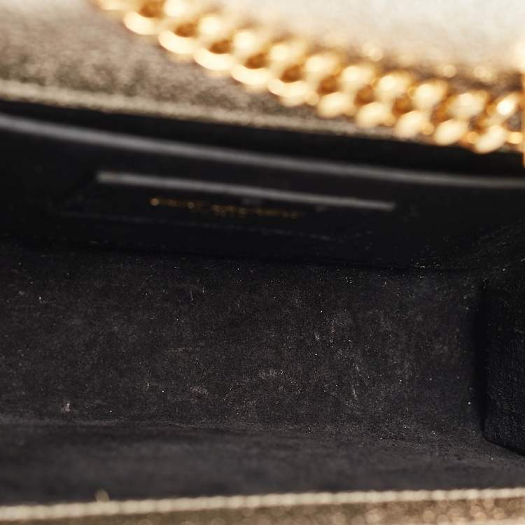 Pre Owned Saint Laurent  Light Gold Leather Small Monogram Kate Shoulder Bag