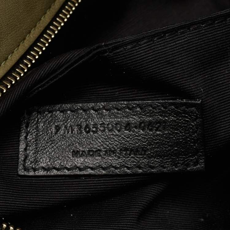 Pre Owned Saint Laurent Olive Green Quilted Leather Puffer Sade Envelope Clutch