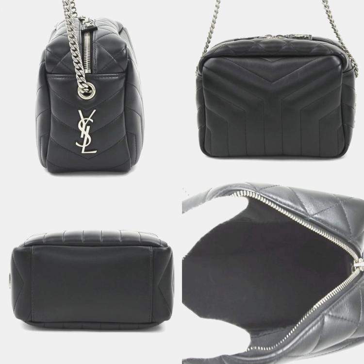 Pre Owned Saint Laurent Black Leather Lulu Shoulder Bag