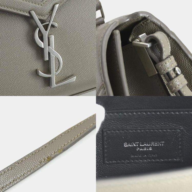 Pre Owned Saint Laurent Grey Leather Shoulder Bag