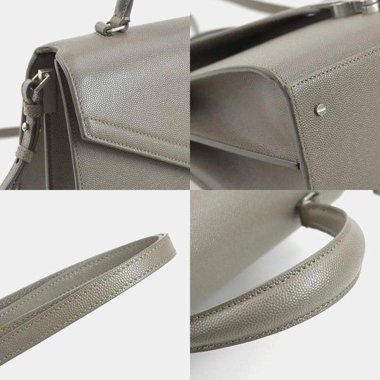 Pre Owned Saint Laurent Grey Leather Shoulder Bag
